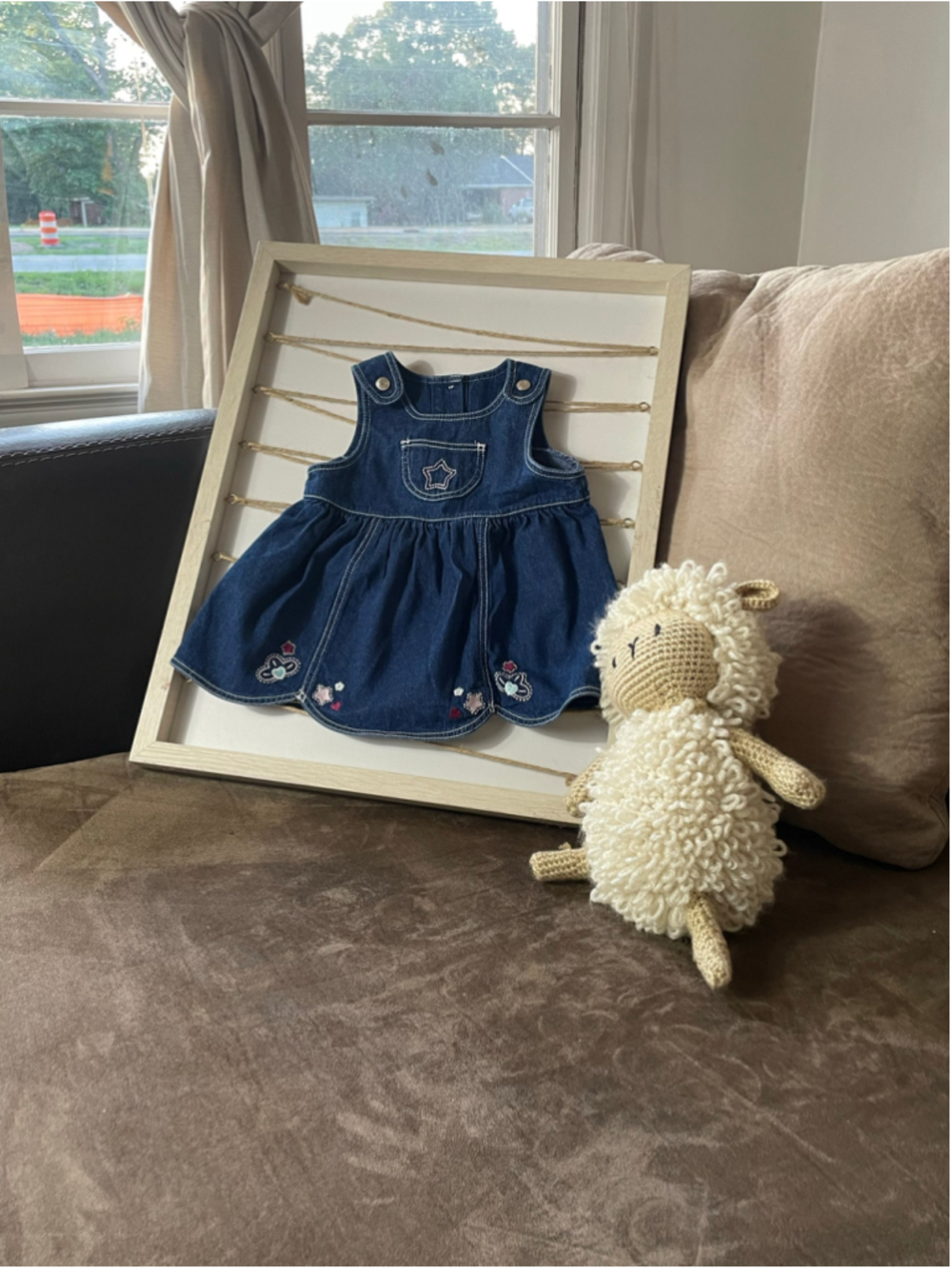 Girls Faded Glory Casual Denim Dress 3-6 Months Blue with White Stitching